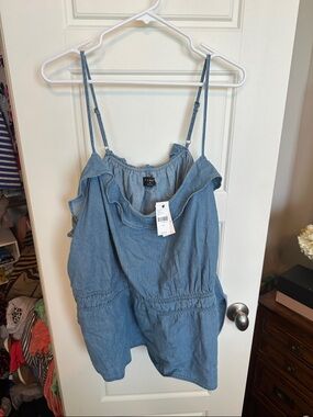 Lane Bryant Light Blue Denim-Look Ruffle Cami